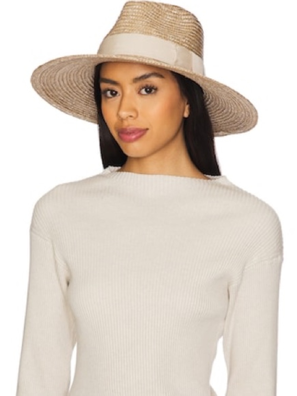 Brixton Women's Joanna Short Brim Straw Hat with a grosgrain ribbon trim